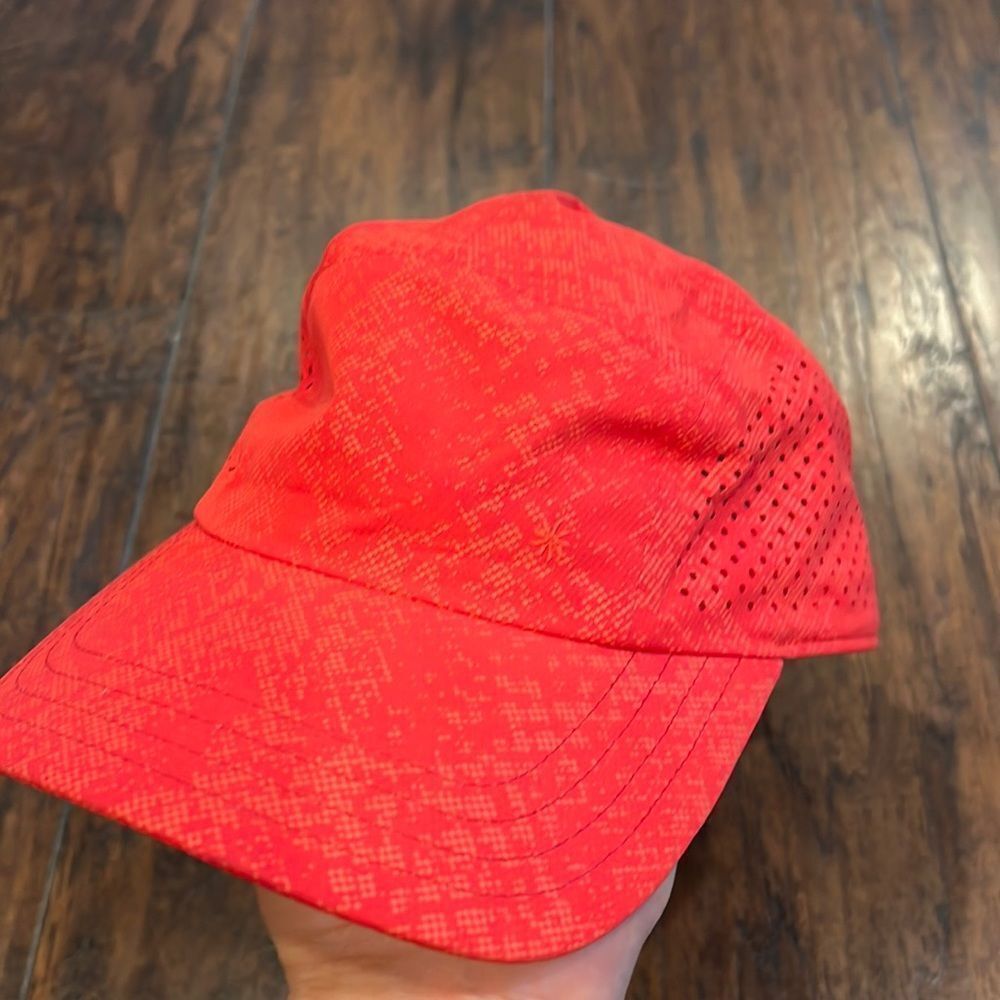 Athleta Womens Distance Laser Cap Vermillion Reflective Adjustable  red/orange